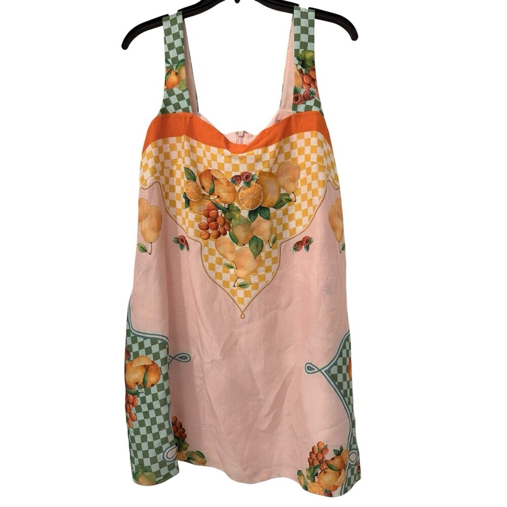 New Antonio Melani Eliana Printed Linen Square Neck Sleeveless Dress Sz Lg - Picture 4 of 11